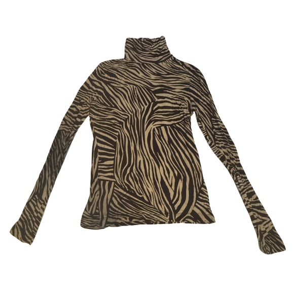 ZARA ZEBRA PRINT COTTON TURTLENECK - Picture 1 of 2